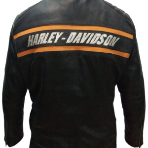 Mens Harley Goldbergh biker leather jacket back