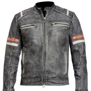 Mens Retro 2 Black Leather Jacket