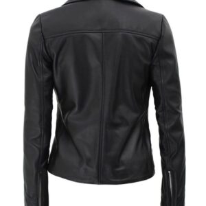 Ninfa Women's Black Asymmetrical Biker Leather Jacket