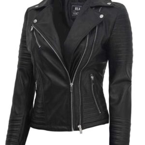 Womens Biker Black Leather Jacket