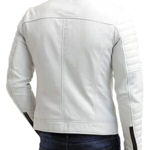 Men's Motorcycle White Cafe Racer Leather Jacket